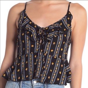 NWT Free People Love To Printed Cami Black Floral